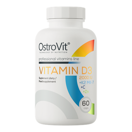 OstroVit Vitamin D3 2000 IU + K2 MK-7 + C + Zinc 60 caps